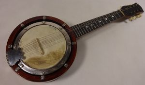 English made eight string short scale rosewood banjo,