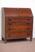 19th century mahogany four drawer bureau, fall front enclosing fitted interior, W97cm, H114cm,