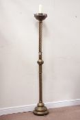 Early 20th century ecclesiastical rope twist brass candle torchere stand Condition Report