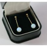 Pair of opal drop ear-rings stamped 375 Condition Report <a href='//www.