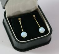 Pair of opal drop ear-rings stamped 375 Condition Report <a href='//www.