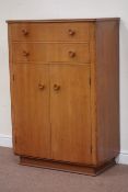Mid 20th century vintage retro tallboy, cupboard and two drawers, W87cm, H128cm,