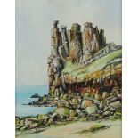 'Coastal Rocks', oil on board signed and dated John Freeman 95,