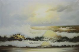 Seascape scene, oil on canvas signed B Russell Condition Report <a href='//www.