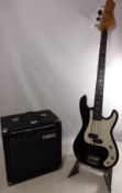 Encore black bass guitar and bass practice amp (This item is PAT tested - 5 day warranty from date