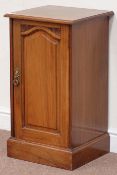 Edwardian walnut bedside cabinet, carved detail to panelled door, W40cm, H71cm,