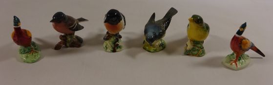 Six Beswick birds, 'Chaffinch', 'Stonechat', 'Greenfinch',