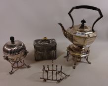 Early 20th Century silver plated spirit burning kettle, egg coddler,