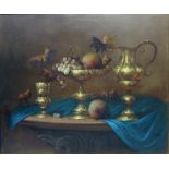 Still Life Chalice, Ewer and Fruit,