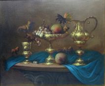 Still Life Chalice, Ewer and Fruit,