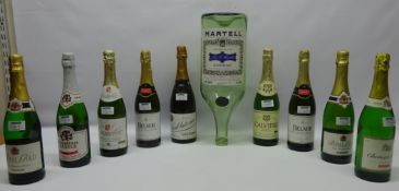 Royal Gold Sparkling Perry, 3 Bottles, six similar bottles and an empty 3.