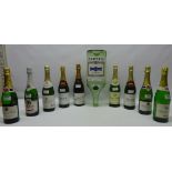 Royal Gold Sparkling Perry, 3 Bottles, six similar bottles and an empty 3.