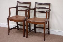 Pair early 20th century oak armchairs,