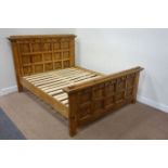 Rustic pine panelled 5' Kingsize bedstead Condition Report <a href='//www.