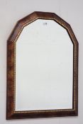 Mirror with sunburst top, gilt and painted frame,