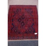 Tribal Gazak red and blue ground rug,