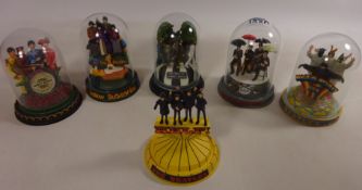 The Beatles: Six Franklin Mint hand crafted figurines five in crystal glass domes
