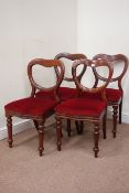 Set four Victorian walnut balloon back dining chairs,