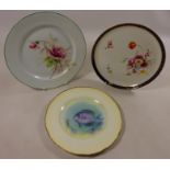 Three Royal Worcester plates, 'Sergeant Fish' by Arthur Badham, rose hand painted plate by W.