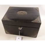 Victorian silver mounted leather covered correspondence box by William Comyns & Sons London 1886