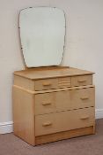 Vintage retro limed oak dressing chest with mirror back, W77cm, H137cm,