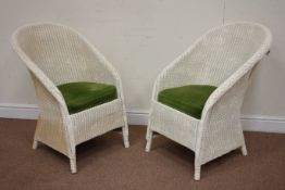 Two white painted Lloyd Loom type wicker chairs Condition Report <a href='//www.