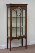 Edwardian inlaid and painted display cabinet, W64cm, H150cm,