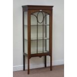 Edwardian inlaid and painted display cabinet, W64cm, H150cm,