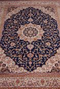 Persian Keshan style blue ground rug,