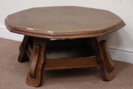 Oak octagonal coffee table with undertier, D96cm,
