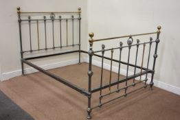 Victorian 5' cast iron and brass king size bedstead Condition Report <a
