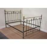 Victorian 5' cast iron and brass king size bedstead Condition Report <a