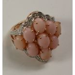 Pink opal rose gold-plated ring stamped 925 Condition Report <a href='//www.