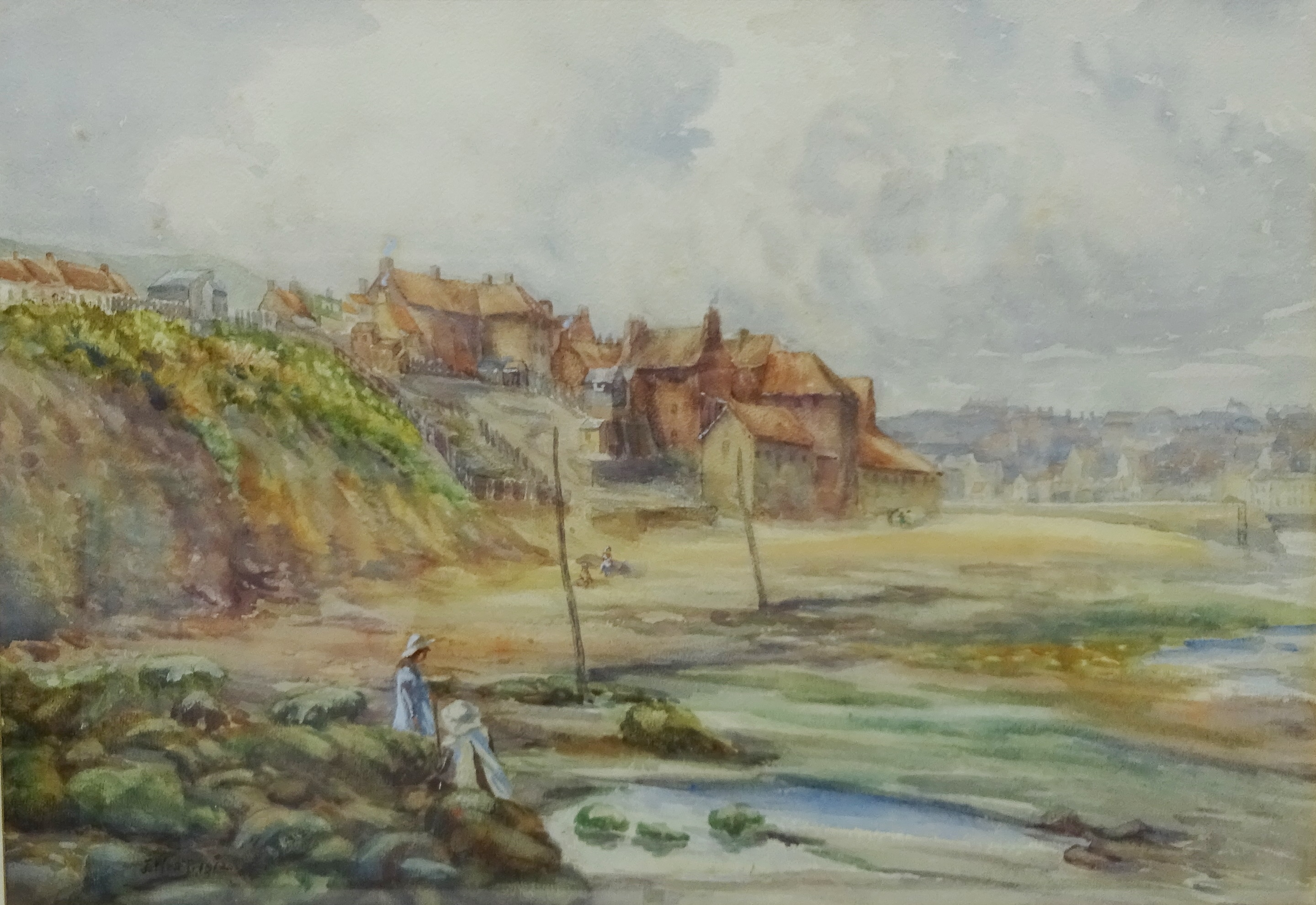 Old Whitby, watercolour signed and dated Joseph West 1912, 37.5cm x 54.