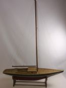 Wooden model of a wooden sailing yacht,