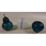 Two Glasform style paperweights and a small art glass vase Condition Report <a