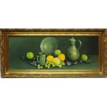 Still Life Pewter Set with Fruit,
