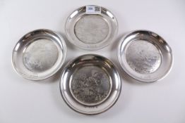 Four Irish heavy silver EEC commemorative coasters game bird decoration by The Royal Irish Silver