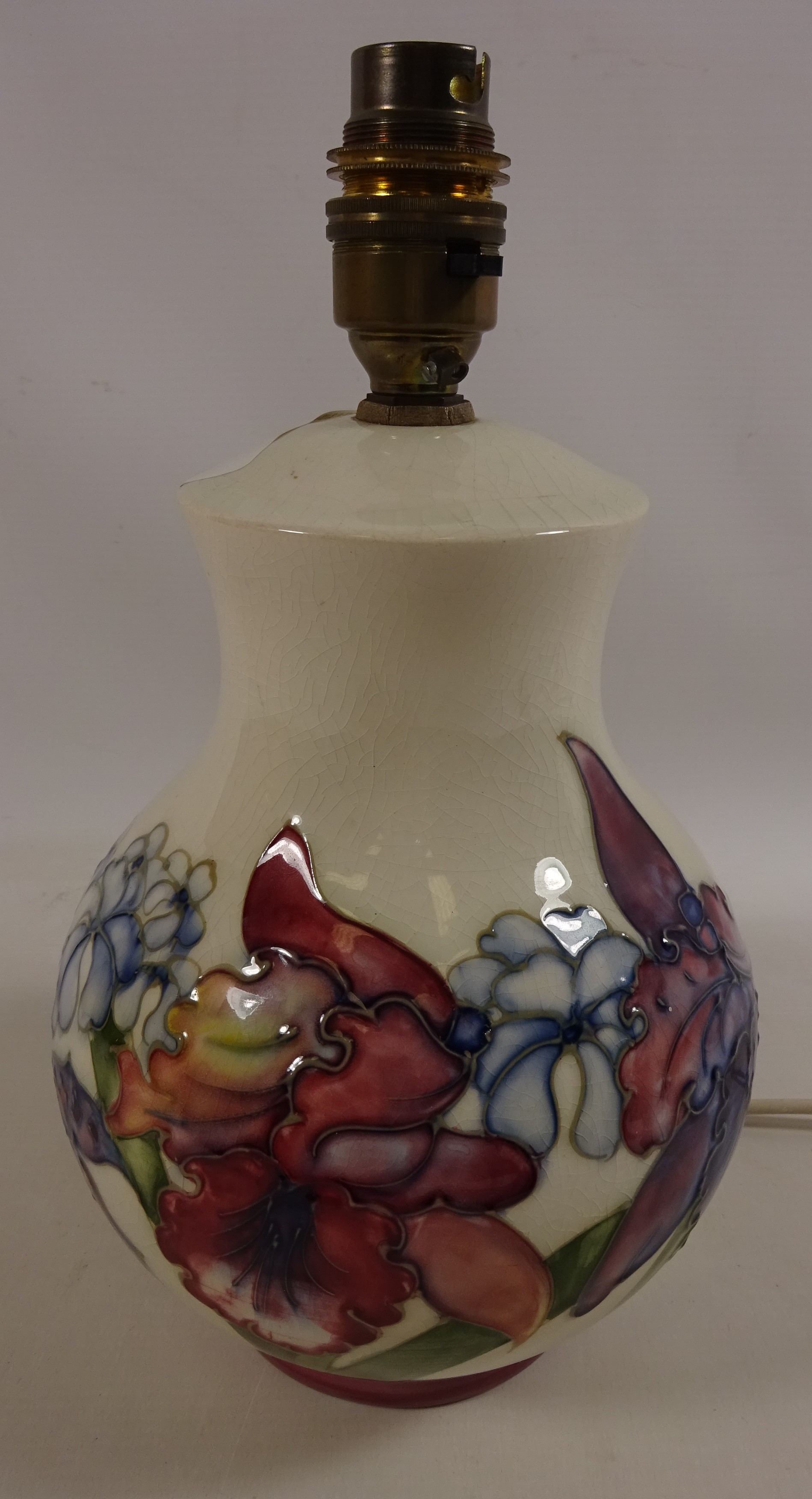 Moorcroft Hibiscus and spring flower table lamp,