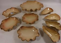 Collection of shell shaped lustre dishes (9) Condition Report <a href='//www.