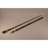 Early 20th century French bamboo sword stick with later turned rosewood handle and 68cm steel
