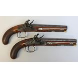 Pair early 19th century 21 bore flintlock holster pistols by Bradney of London, 22.