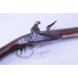 Late 18th century 20 bore double barrel flintlock coach gun by W Heriot,