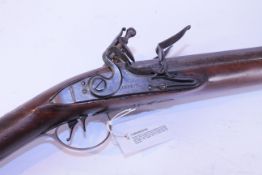 Late 18th century 20 bore double barrel flintlock coach gun by W Heriot,