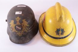 German WWII helmet and a 1989 pattern Fireman's helmet (2) Condition Report <a