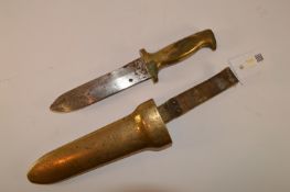 Original brass and steel diver's knife by C. E Heinke & Co.