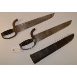 Pair early 20th century martial arts Hudiedao butterfly swords, 34cm blades,