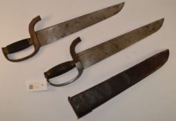 Pair early 20th century martial arts Hudiedao butterfly swords, 34cm blades,