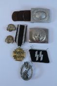 Two reproduction Nazi belt buckles, medal etc Condition Report <a href='//www.