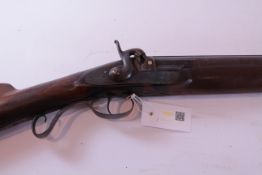 19th century 10 bore pigeon gun, maker's mark indistinct,